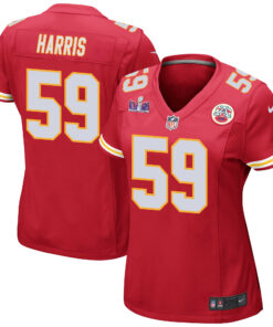 Darius Harris 59 Kansas City Chiefs Super Bowl LVIII Patch Game Women Jersey - Red JS1801 nicesnker