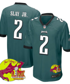 Darius Slay Jr. 2 Philadelphia Eagles Super Bowl LIX New Orleans Patch Game Men Jersey - Midnight Green JS8505 nicesnker