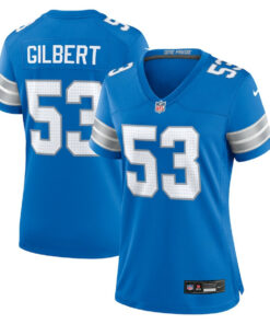 DaRon Gilbert 53 Detroit Lions Women's Game Jersey - Blue JS6722 nicesnker