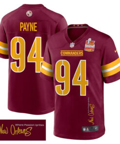 Daron Payne 94 Washington Commanders Super Bowl LIX Champions Patch 'New Orleans - Where Passion Ignites' EMBROIDERED Game Men Jersey - Burgundy JS8338 nicesnker
