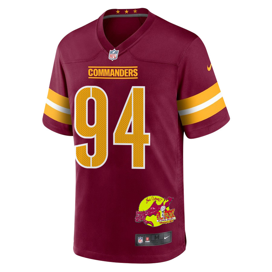 Daron Payne 94 Washington Commanders Super Bowl LIX New Orleans Patch Game Men Jersey - Burgundy JS9648 nicesnker - Image 3