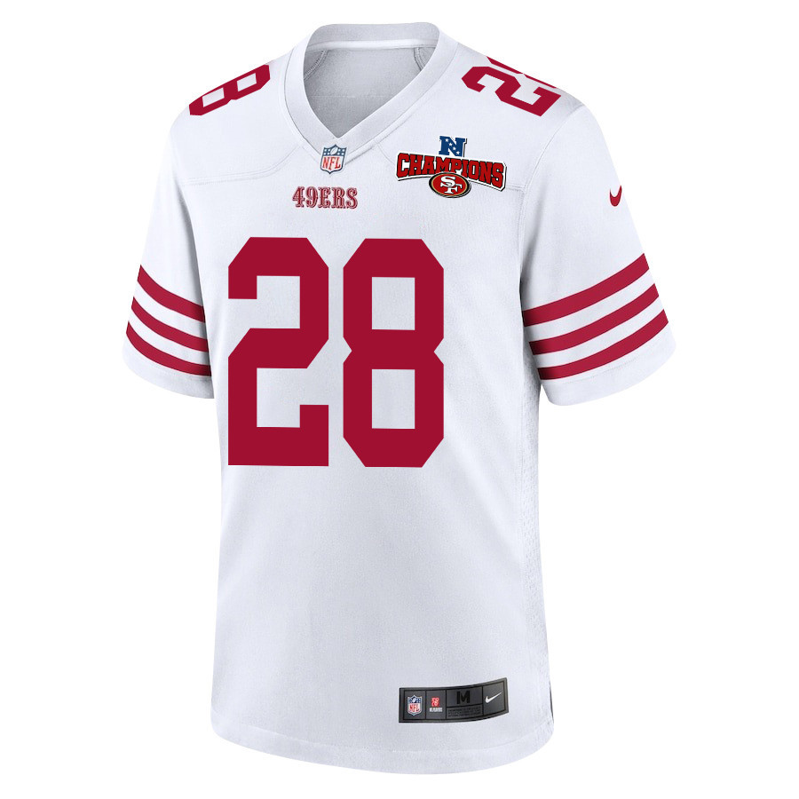 Darrell Luter Jr. 28 San Francisco 49ers NFC Champions Patch Game Men Jersey - White JS3414 nicesnker - Image 2
