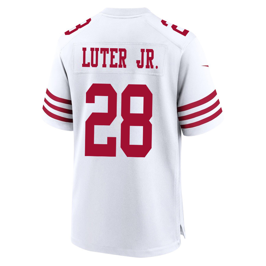 Darrell Luter Jr. 28 San Francisco 49ers NFC Champions Patch Game Men Jersey - White JS3414 nicesnker - Image 3