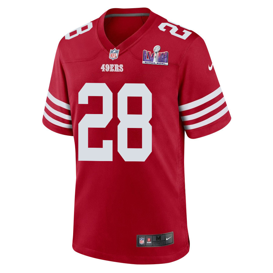 Darrell Luter Jr. 28 San Francisco 49ers Super Bowl LVIII Patch Game Men Jersey - Scarlet JS2382 nicesnker - Image 2