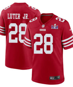 Darrell Luter Jr. 28 San Francisco 49ers Super Bowl LVIII Patch Game Men Jersey - Scarlet JS2382 nicesnker