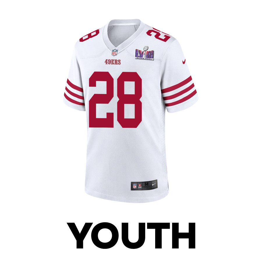 Darrell Luter Jr. 28 San Francisco 49ers Super Bowl LVIII Patch Game YOUTH Jersey - White JS5155 nicesnker - Image 2