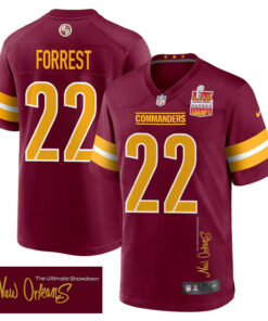 Darrick Forrest 22 Washington Commanders Super Bowl LIX Champions Patch 'New Orleans - The Ultimate Showdown' EMBROIDERED Game Men Jersey - Burgundy JS6399 nicesnker