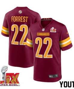 Darrick Forrest #22 Washington Commanders Super Bowl LIX Youth Jersey - Burgundy JS9158 nicesnker