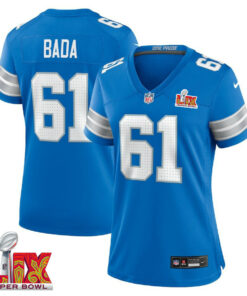 David Bada #61 Detroit Lions Super Bowl LIX Women's Jersey - Blue JS3665 nicesnker