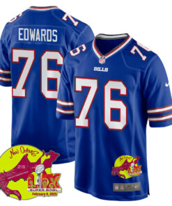 David Edwards 76 Buffalo Bills Super Bowl LIX New Orleans Patch Game Men Jersey - Royal JS4649 nicesnker
