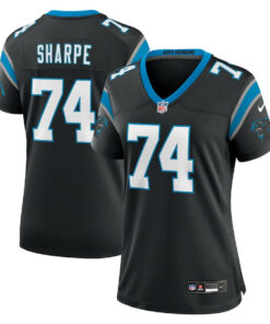 David Sharpe 74 Carolina Panthers Women's Team Game Jersey - Black JS3398 nicesnker