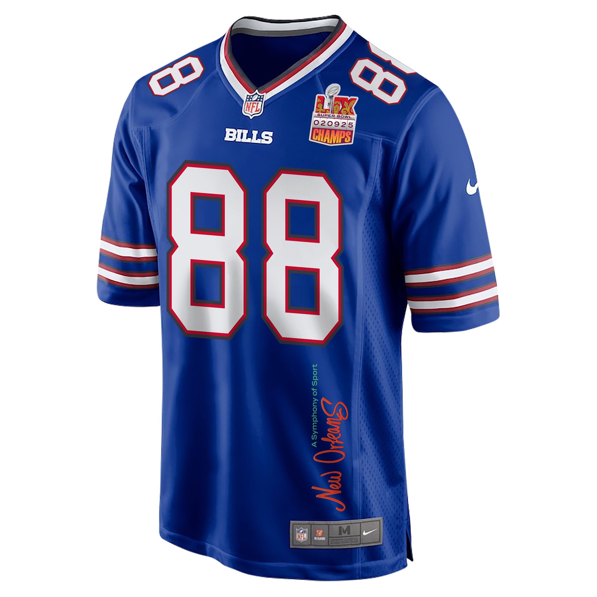 Dawson Knox 88 Buffalo Bills Super Bowl LIX Champions Patch 'New Orleans - A Symphony of Sport' EMBROIDERED Game Men Jersey - Royal JS1239 nicesnker - Image 3