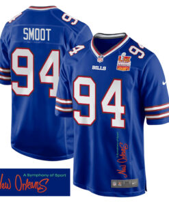 Dawuane Smoot 94 Buffalo Bills Super Bowl LIX Champions Patch 'New Orleans - A Symphony of Sport' EMBROIDERED Game Men Jersey - Royal JS7030 nicesnker