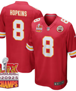DeAndre Hopkins 8 Kansas City Chiefs Super Bowl LIX Champions Patch Game Men Jersey - Red JS9436 nicesnker