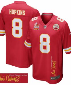DeAndre Hopkins 8 Kansas City Chiefs Super Bowl LIX Champions Patch 'New Orleans - Where Passion Ignites' EMBROIDERED Game Men Jersey - Red JS8381 nicesnker