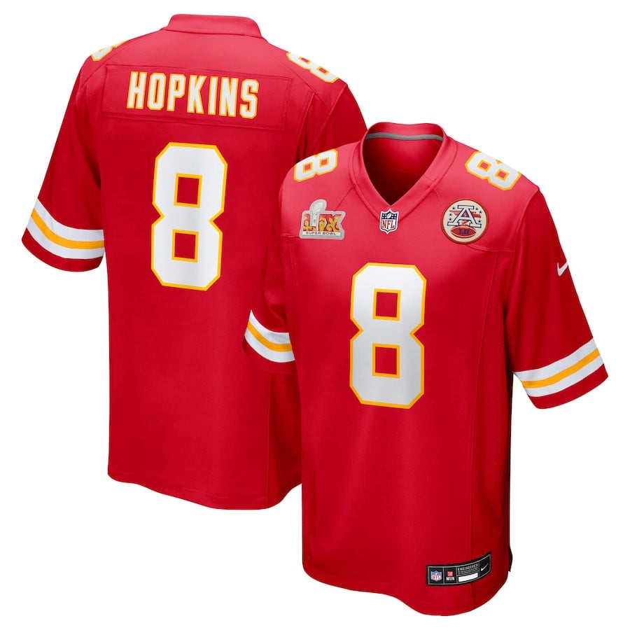 DeAndre Hopkins 8 Kansas City Chiefs Super Bowl LIX Game Jersey - Red JS4927 nicesnker