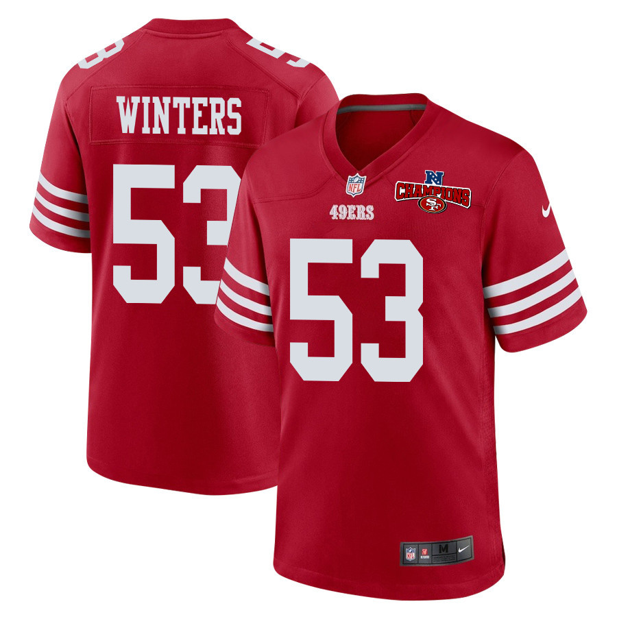 Dee Winters 53 San Francisco 49ers NFC Champions Patch Game Men Jersey - Scarlet JS6048 nicesnker
