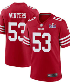 Dee Winters 53 San Francisco 49ers Super Bowl LVIII Patch Game Men Jersey - Scarlet JS9461 nicesnker