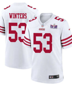 Dee Winters 53 San Francisco 49ers Super Bowl LVIII Patch Game Men Jersey - White JS6405 nicesnker