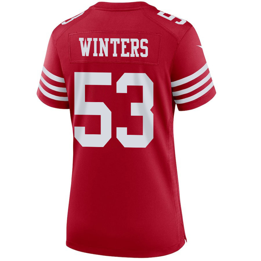Dee Winters 53 San Francisco 49ers Super Bowl LVIII Patch Game Women Jersey - Scarlet JS4923 nicesnker - Image 3