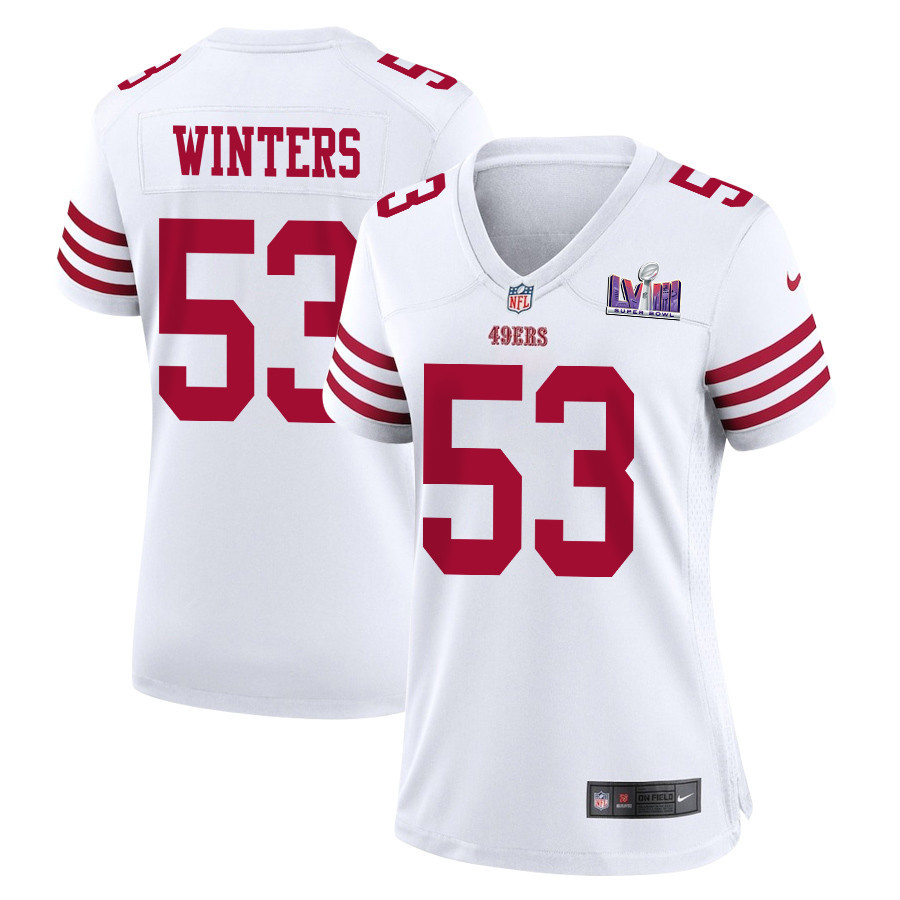 Dee Winters 53 San Francisco 49ers Super Bowl LVIII Patch Game Women Jersey - White JS5267 nicesnker