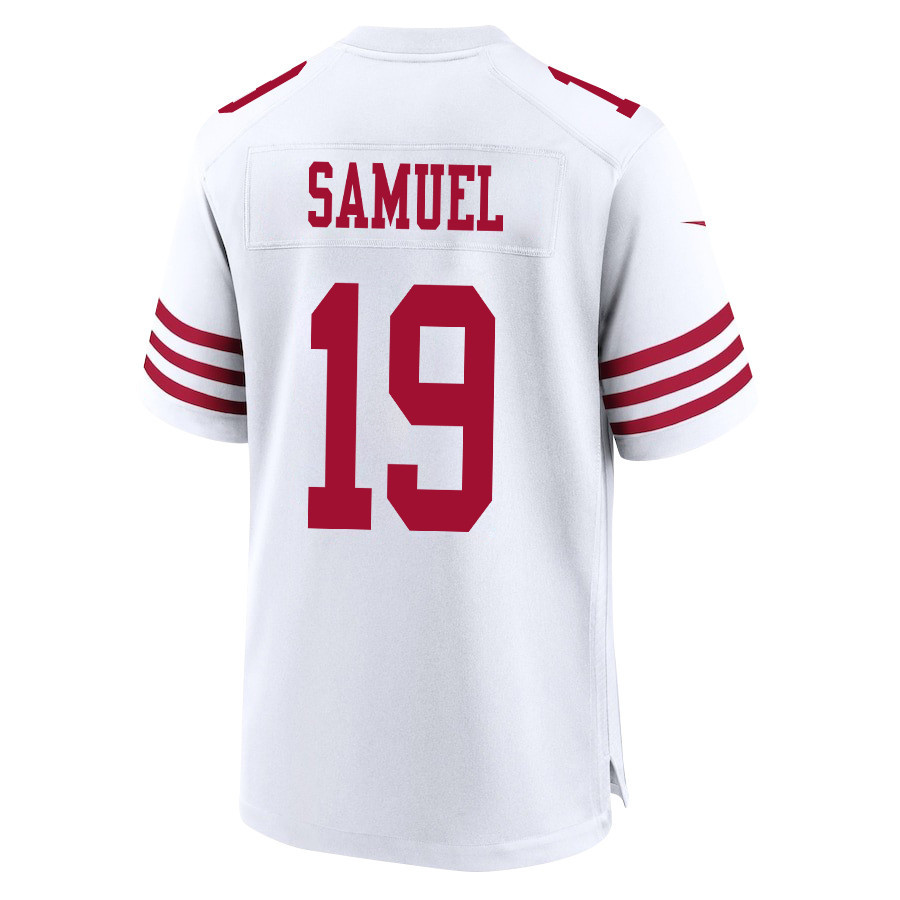 Deebo Samuel 19 San Francisco 49ers Super Bowl LVIII Patch Game Men Jersey - White JS5021 nicesnker - Image 3