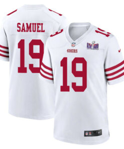 Deebo Samuel 19 San Francisco 49ers Super Bowl LVIII Patch Game Men Jersey - White JS5021 nicesnker