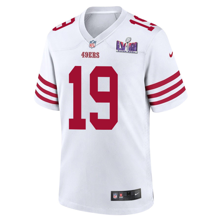 Deebo Samuel 19 San Francisco 49ers Super Bowl LVIII Patch Game Men Jersey - White JS5021 nicesnker - Image 2
