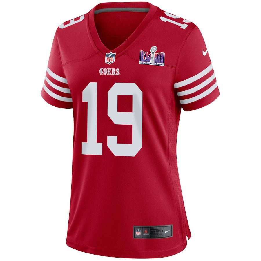 Deebo Samuel 19 San Francisco 49ers Super Bowl LVIII Patch Game Women Jersey - Scarlet JS3460 nicesnker - Image 2