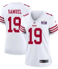 Deebo Samuel 19 San Francisco 49ers Super Bowl LVIII Patch Game Women Jersey - White JS5902 nicesnker
