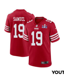 Deebo Samuel 19 San Francisco 49ers Super Bowl LVIII Patch Game YOUTH Jersey - Scarlet JS3250 nicesnker