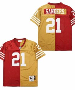 Deion Sanders 21 San Francisco 49ers Two-Toned Throwback Men Jersey - Yellow/Red JS4173 nicesnker
