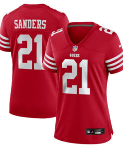 Deion Sanders 21 San Francisco 49ers Women's Retired Player Game Jersey - Scarlet JS2422 nicesnker