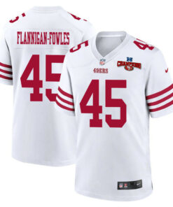 Demetrius Flannigan-Fowles 45 San Francisco 49ers NFC Champions Patch Game Men Jersey - White JS2672 nicesnker