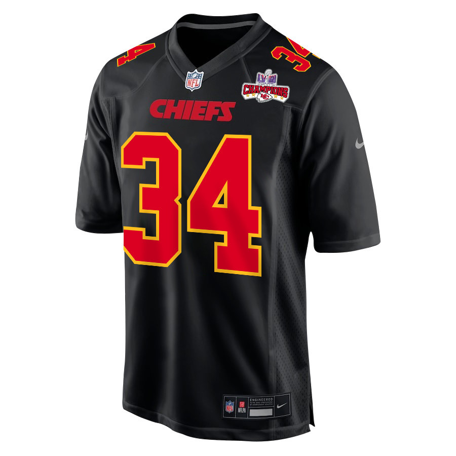 Deneric Prince 34 Kansas City Chiefs Super Bowl LVIII Champions 4 Stars Patch Fashion Game Men Jersey - Carbon Black JS6564 nicesnker - Image 2