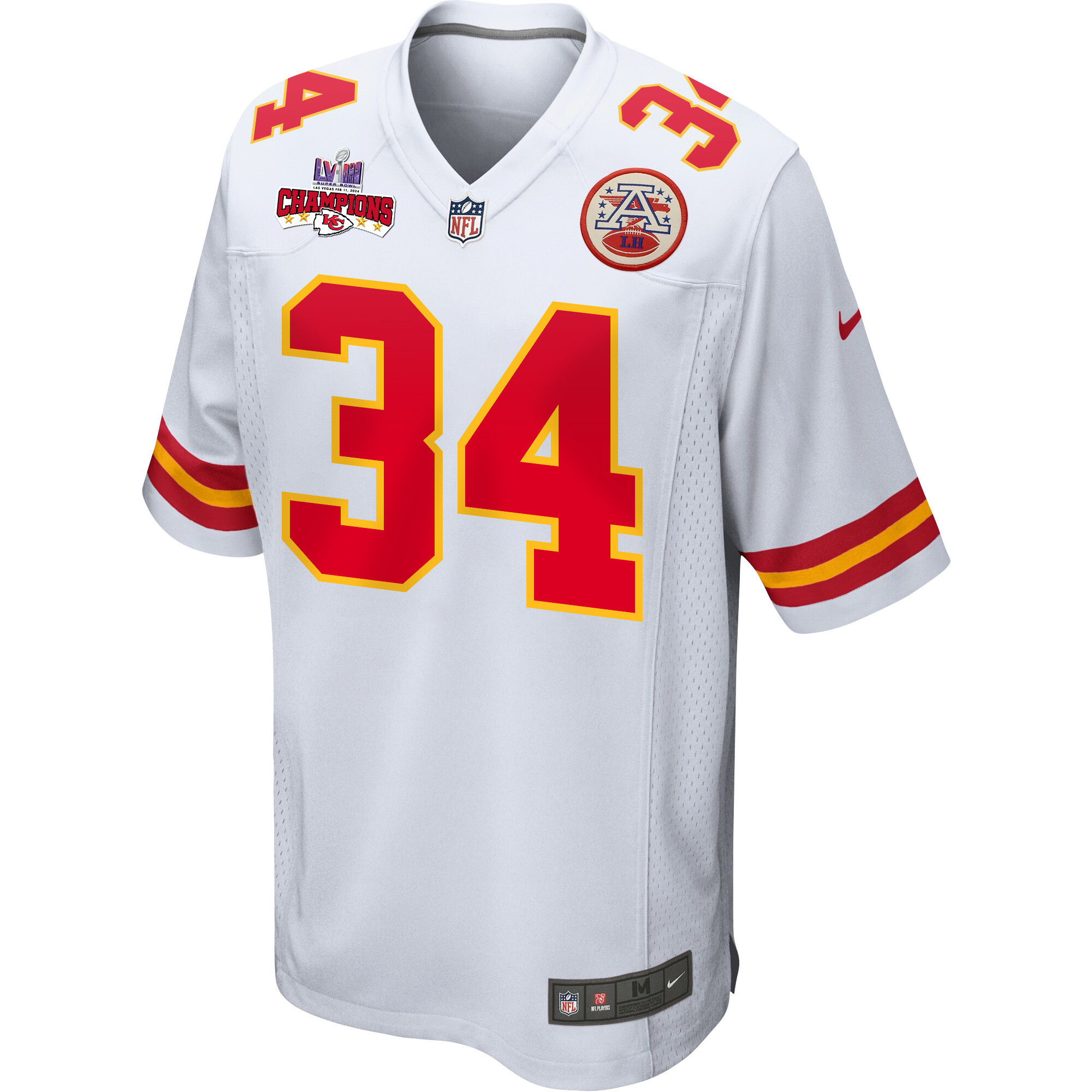 Deneric Prince 34 Kansas City Chiefs Super Bowl LVIII Champions 4 Stars Patch Game Men Jersey - White JS4608 nicesnker - Image 2