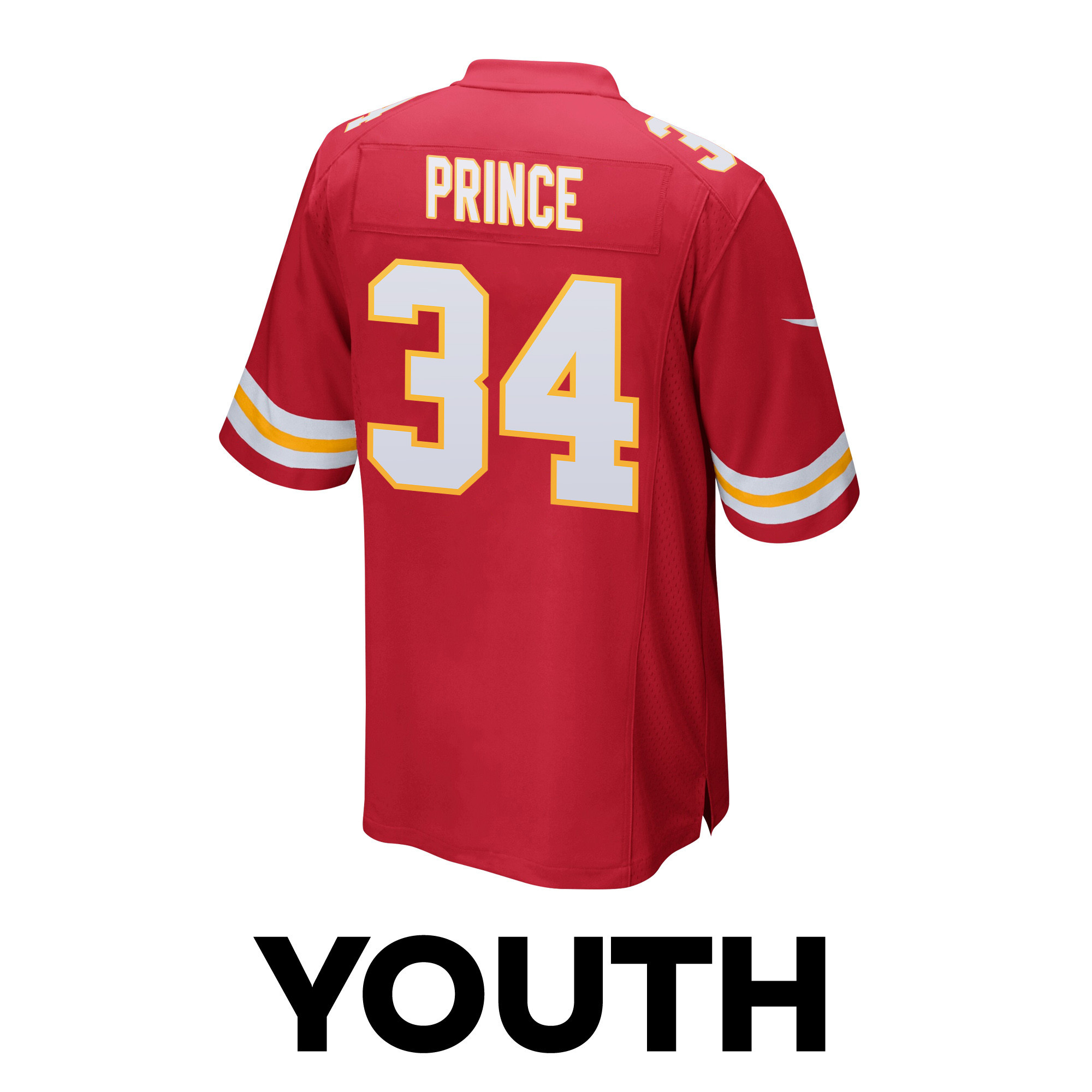 Deneric Prince 34 Kansas City Chiefs Super Bowl LVIII Champions 4 Stars Patch Game YOUTH Jersey - Red JS8949 nicesnker - Image 3