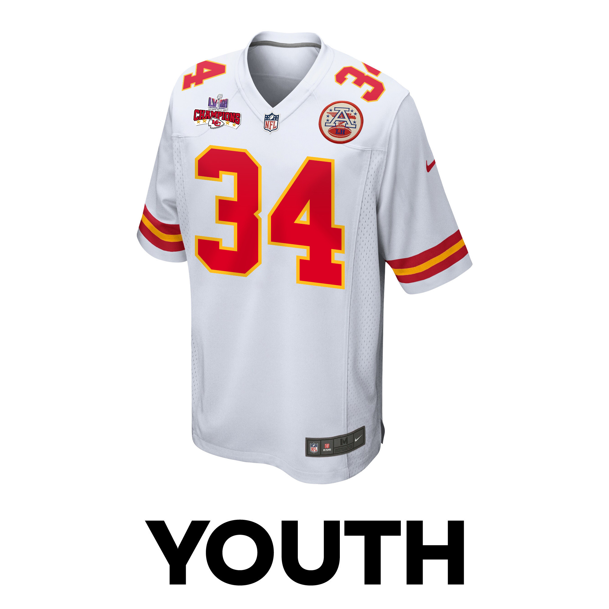 Deneric Prince 34 Kansas City Chiefs Super Bowl LVIII Champions 4 Stars Patch Game YOUTH Jersey - White JS1225 nicesnker - Image 2