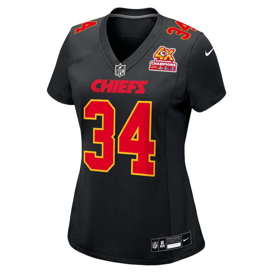 Deneric Prince 34 Kansas City Chiefs Super Bowl LVIII Champions 4X Fashion Game Women Jersey - Carbon Black JS4564 nicesnker - Image 2