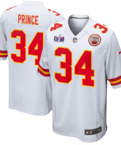 Deneric Prince 34 Kansas City Chiefs Super Bowl LVIII Patch Game Men Jersey - White JS5676 nicesnker
