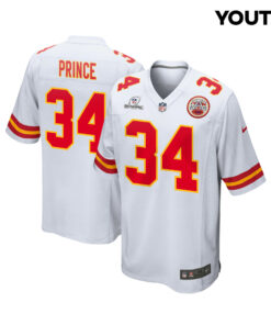 Deneric Prince 34 Kansas City Chiefs Super Bowl LVIII Patch Game YOUTH Jersey - White JS4681 nicesnker