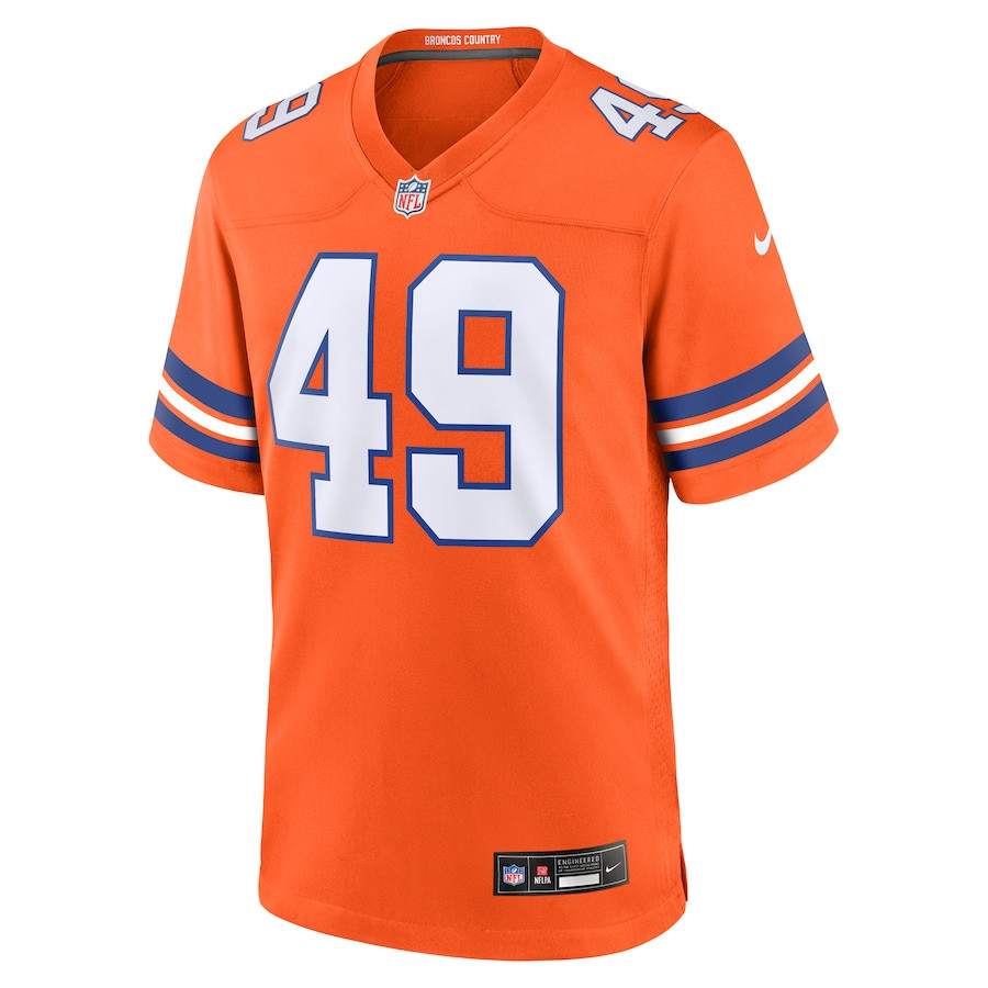 Dennis Smith 49 Denver Broncos Mile High Collection 1977 Throwback Retired Player Game Men Jersey - Orange JS5217 nicesnker - Image 2