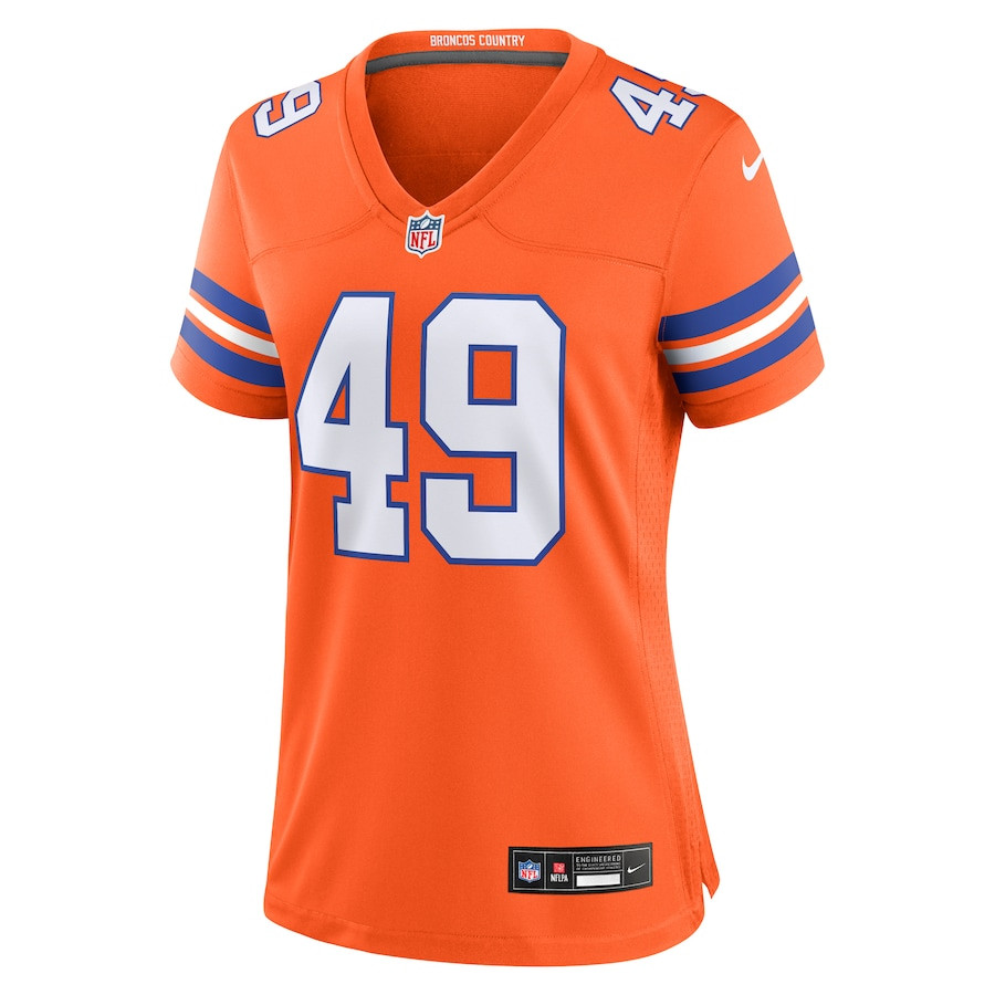 Dennis Smith 49 Denver Broncos Women's Mile High Collection 1977 Throwback Retired Player Game Jersey - Orange JS9160 nicesnker - Image 2