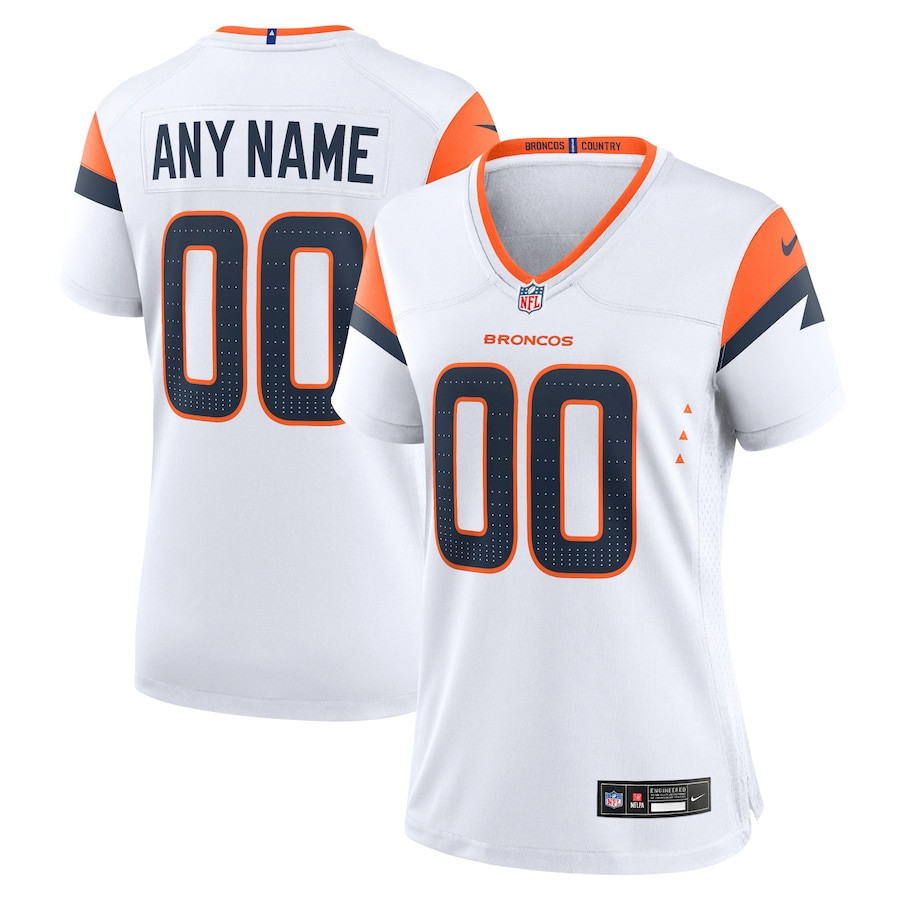 Denver Broncos Custom Game Women Jersey - White JS9227 nicesnker