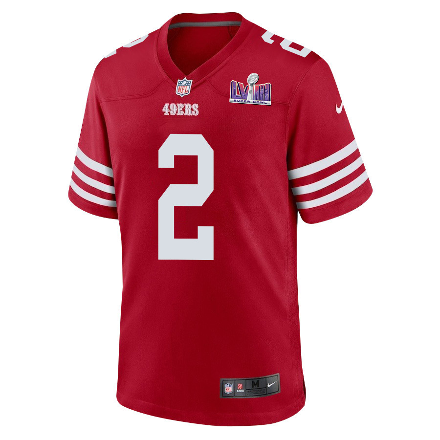 Deommodore Lenoir 2 San Francisco 49ers Super Bowl LVIII Patch Game Men Jersey - Scarlet JS1816 nicesnker - Image 2