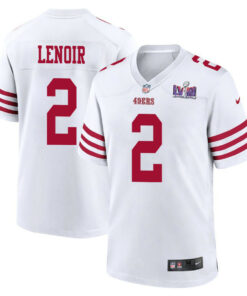 Deommodore Lenoir 2 San Francisco 49ers Super Bowl LVIII Patch Game Men Jersey - White JS6727 nicesnker