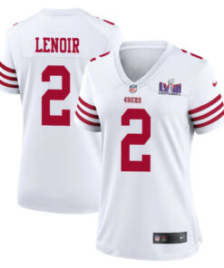 Deommodore Lenoir 2 San Francisco 49ers Super Bowl LVIII Patch Game Women Jersey - White JS2266 nicesnker