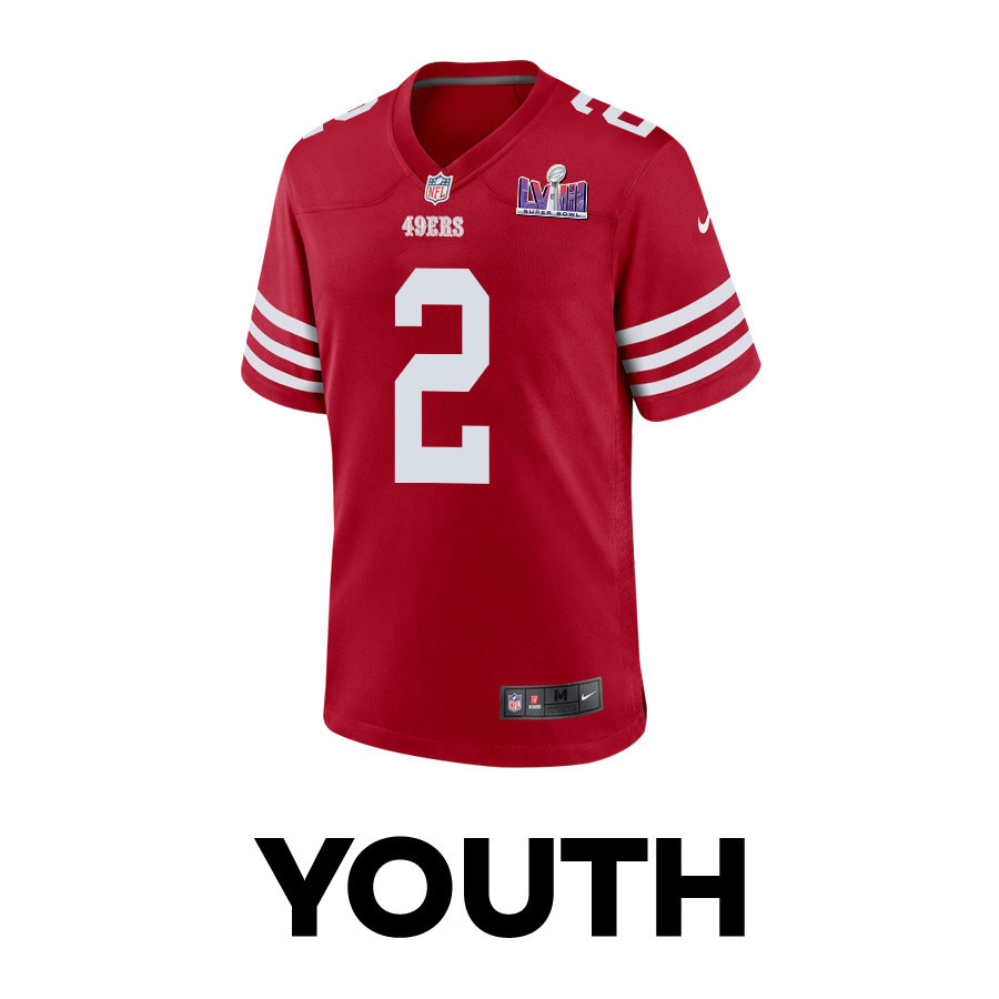 Deommodore Lenoir 2 San Francisco 49ers Super Bowl LVIII Patch Game YOUTH Jersey - Scarlet JS5193 nicesnker - Image 2