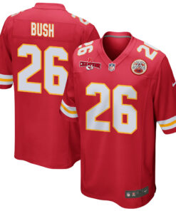 Deon Bush 26 Kansas City Chiefs AFC Champions Patch Game Men Jersey - Red JS2203 nicesnker