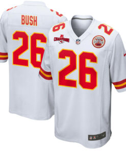 Deon Bush 26 Kansas City Chiefs AFC Champions Patch Game Men Jersey - White JS2443 nicesnker